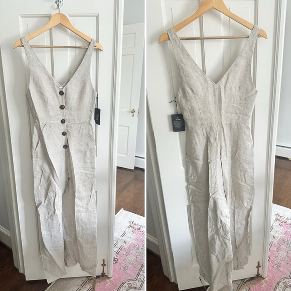 Reformation NEW Vera Jumpsuit in Sand 100% Linen NWT 2 - Picture 1 of 9